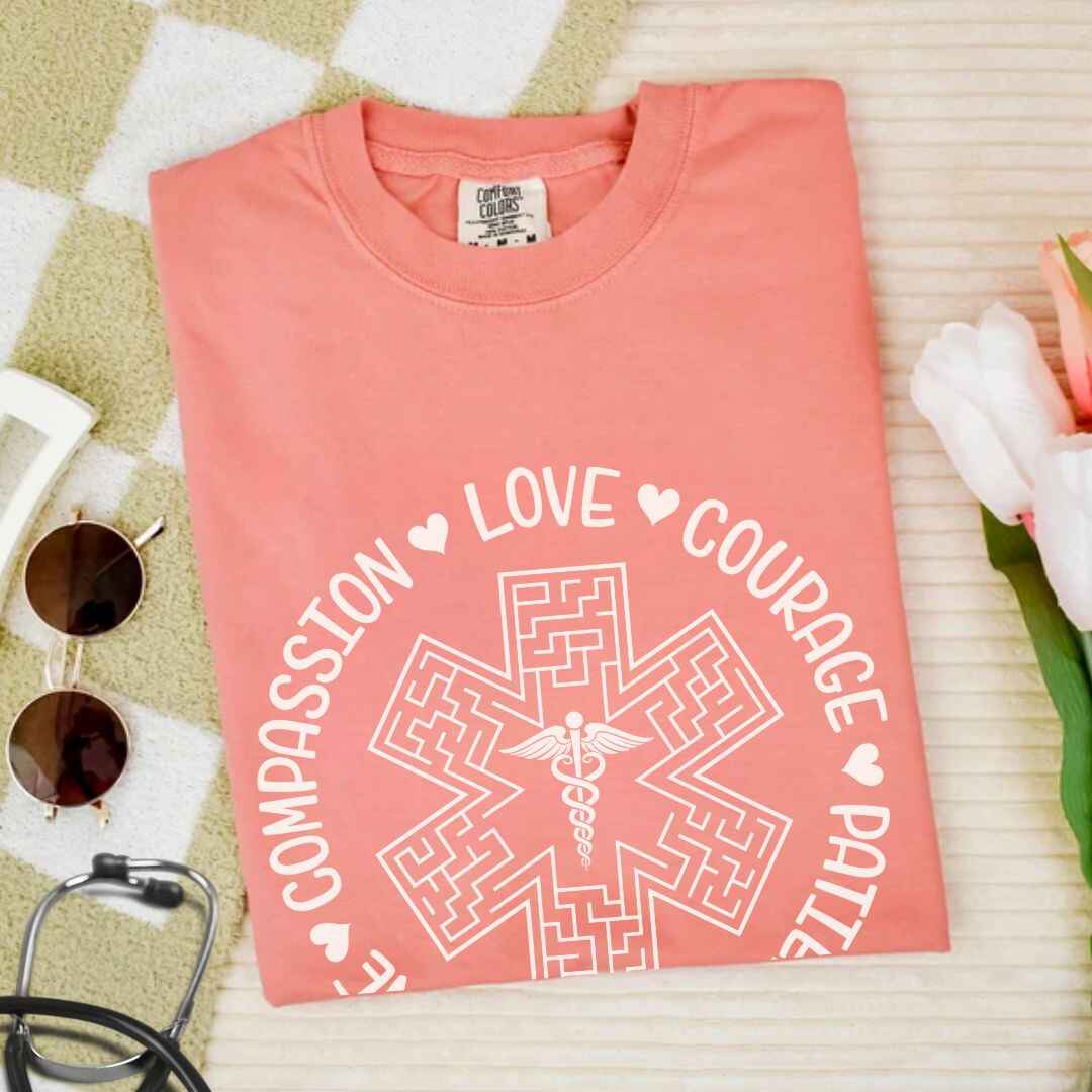 Compassion, Love, Courage Medical Symbol T-shirt