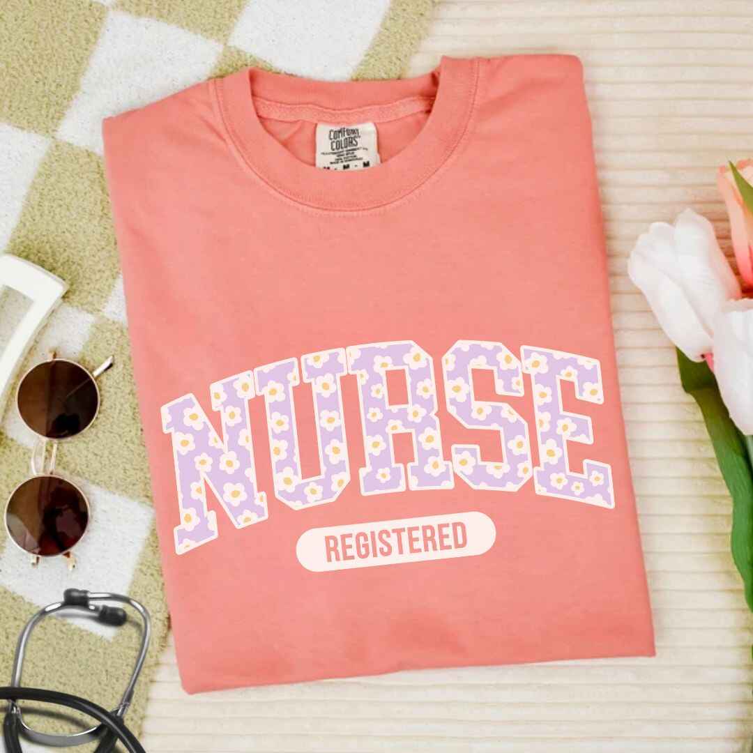 Registered Nurse Bright Floral College T-shirt