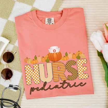 Pediatric Nurse Pumpkin Fall T-shirt