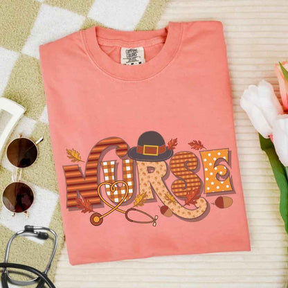 Thanksgiving Fall Nurse T-shirt