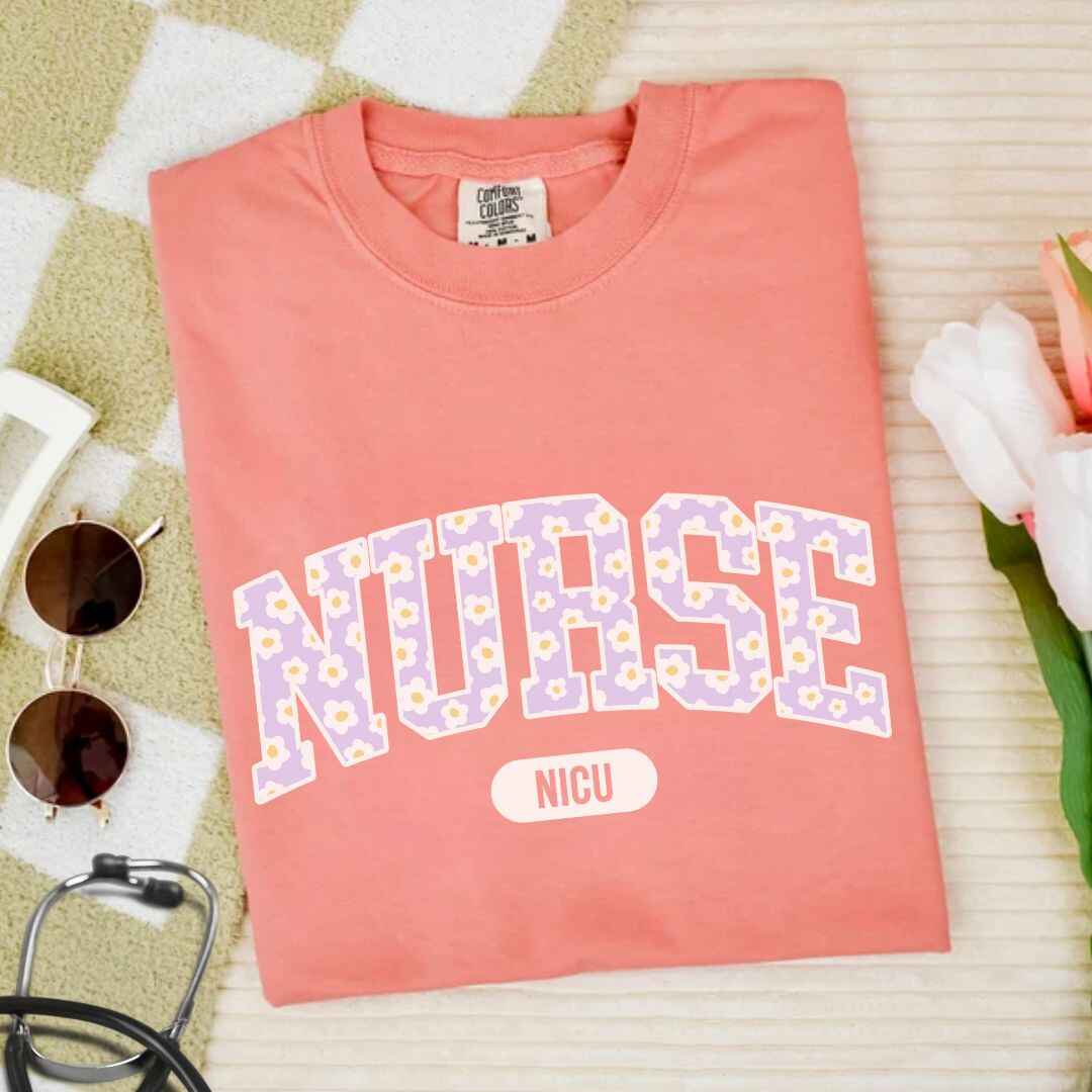 Nicu Neonatal Nurse Bright Floral College T-shirt