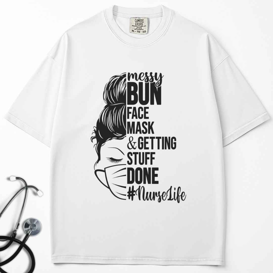 Messy Bun Half Face T-shirt