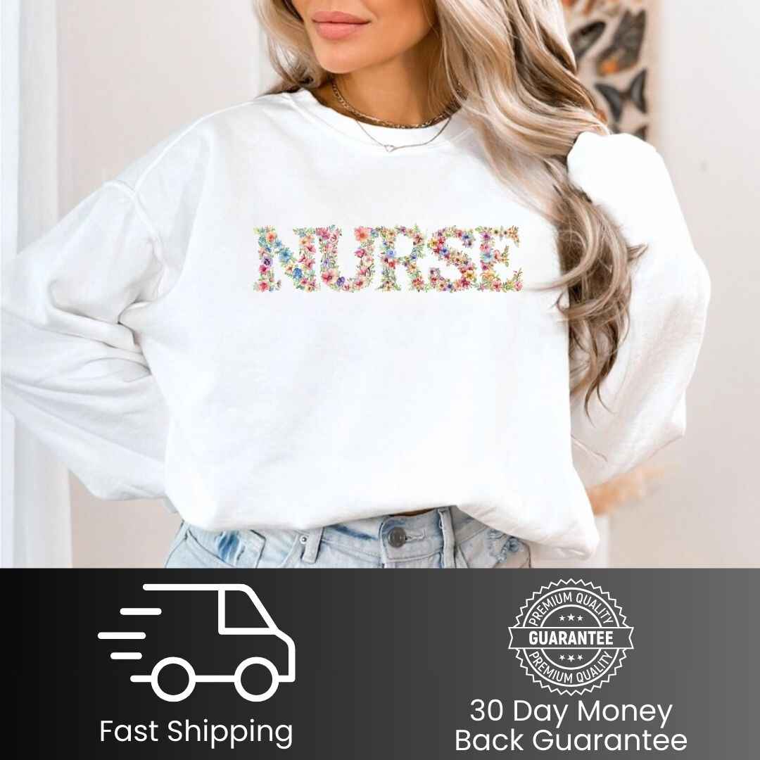 General Nurse Bright Floral Sweatshirt