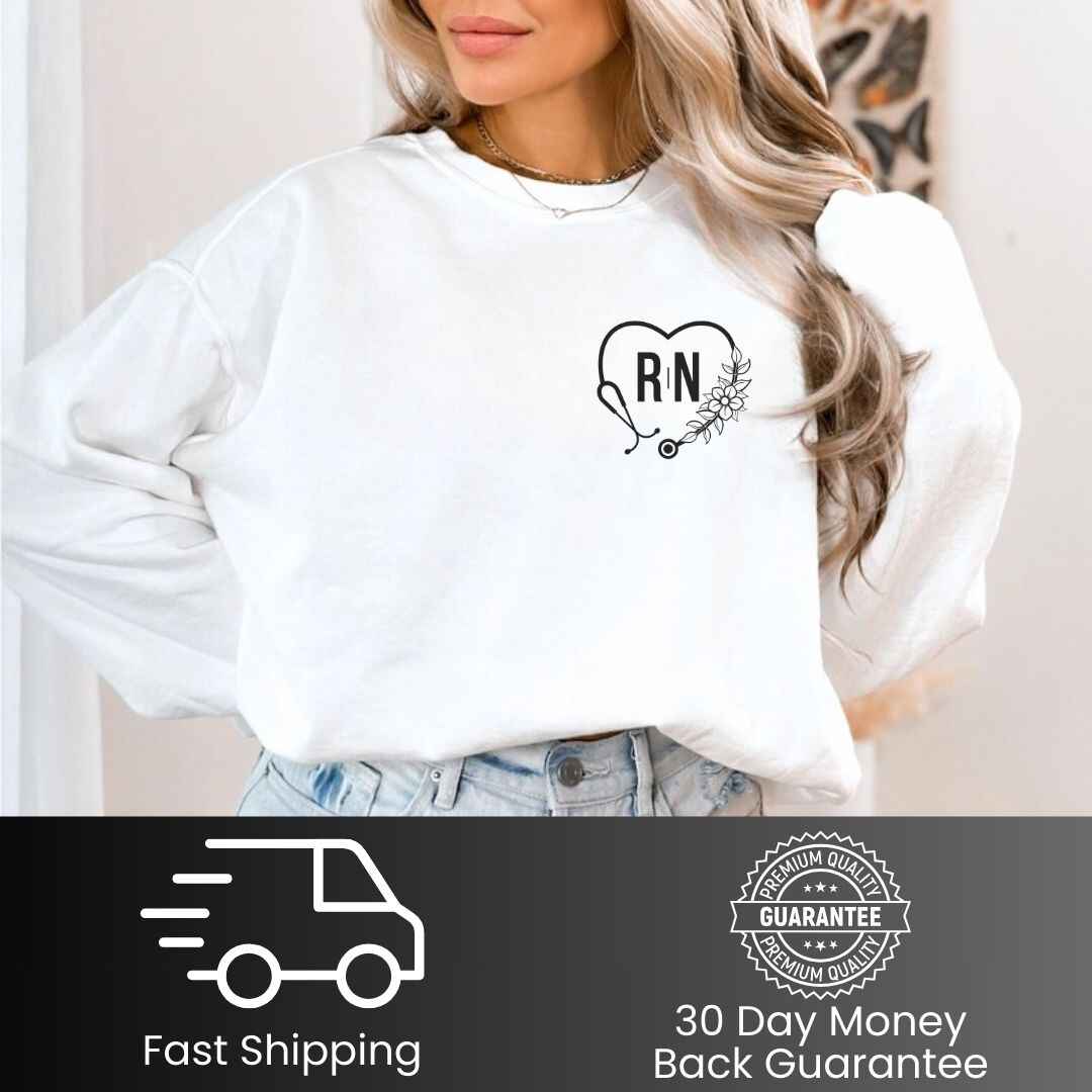 Registered Nurse Heart Stethoscope Pocket Design Sweatshirt
