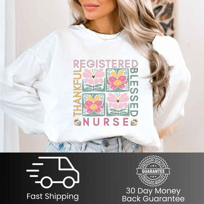 Thankful & Blessed Registered Nurse Fall Sweatshirt