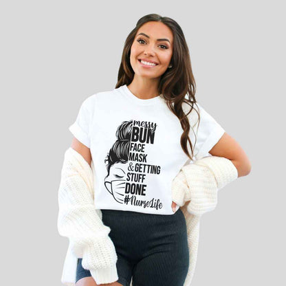 Messy Bun Half Face T-shirt