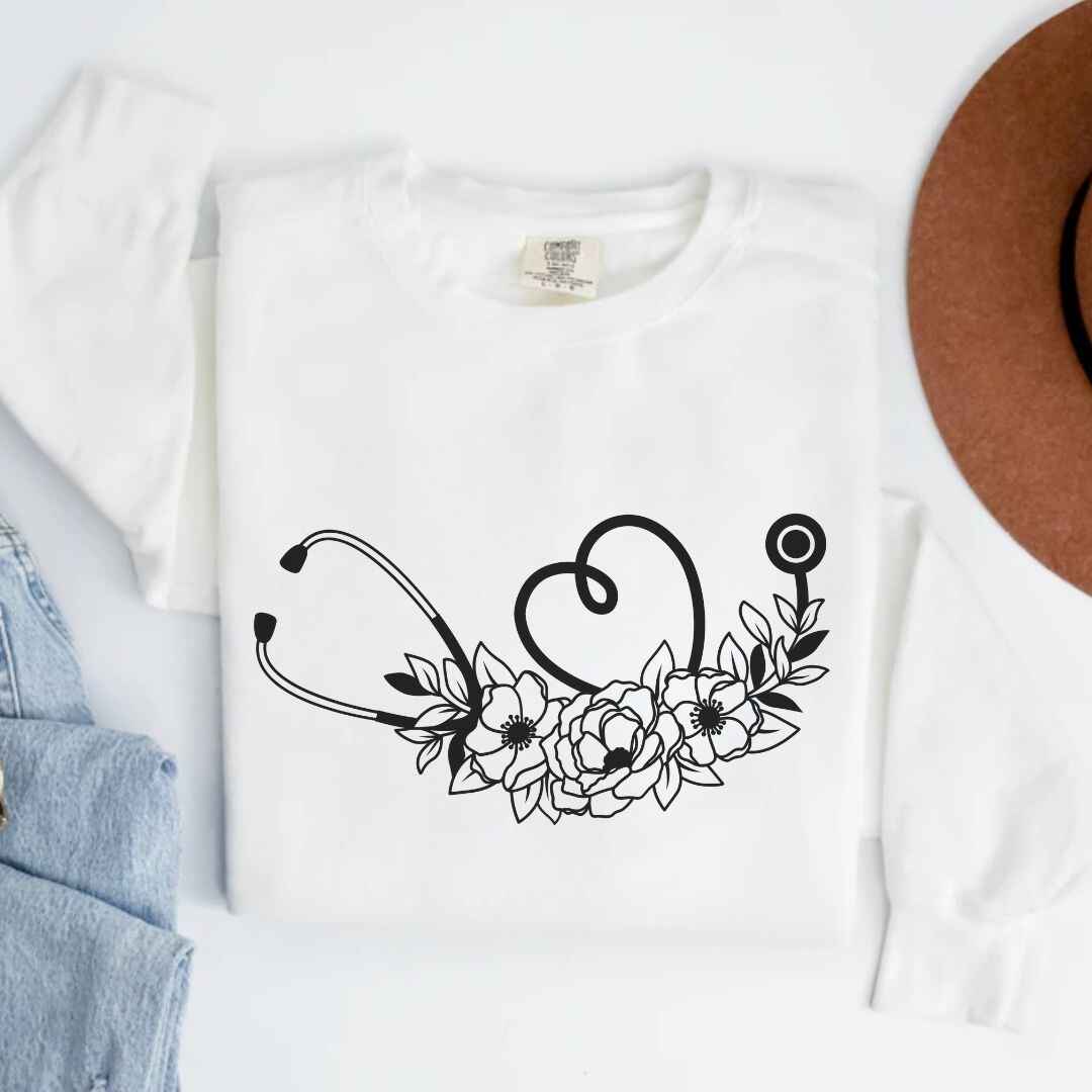 Floral Stethoscope Minimalist Sweatshirt