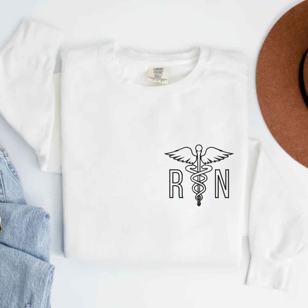 Registered Nurse Medical 'Caduceus' Symbol Pocket Design Sweatshirt