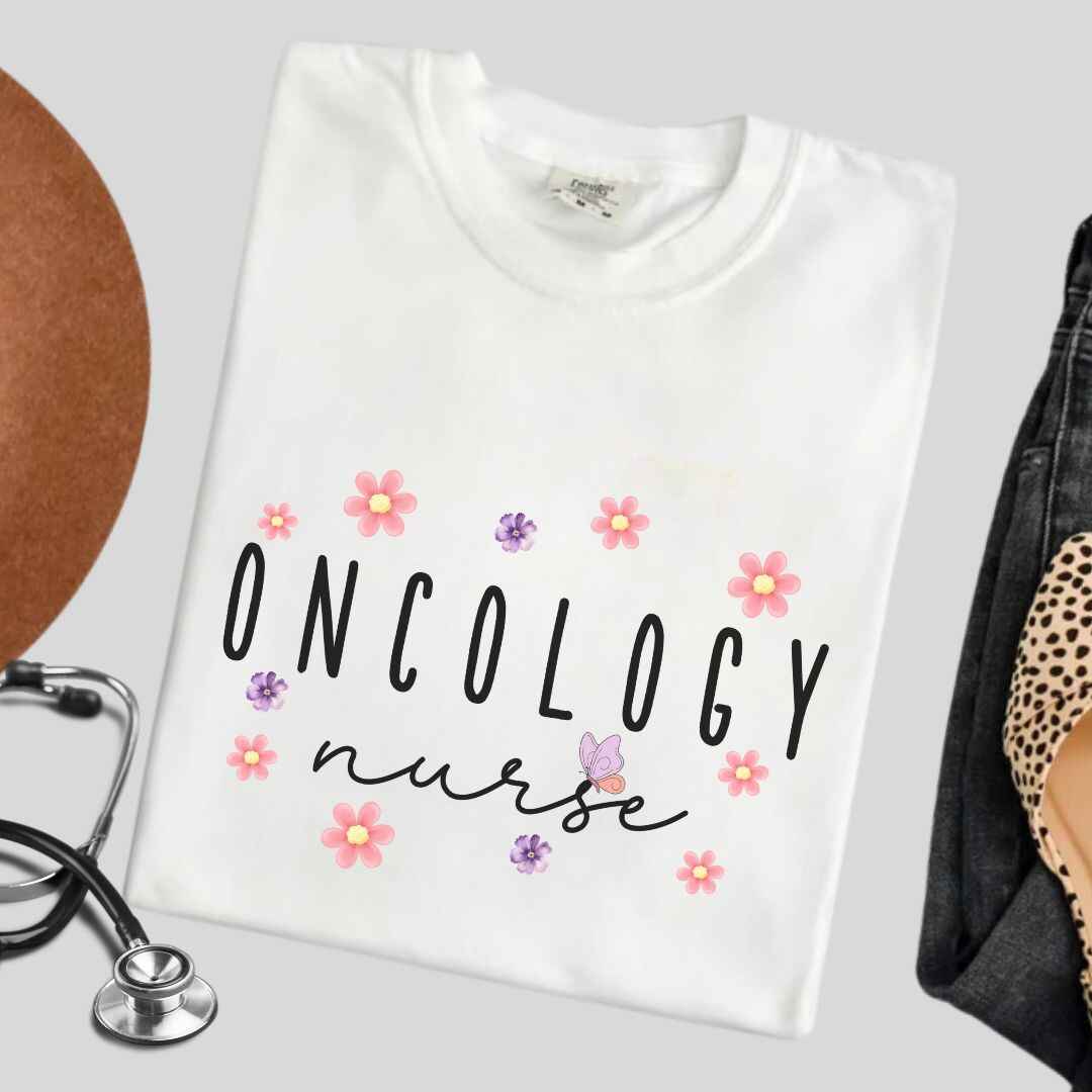 Oncology Nurse Floral T-shirt