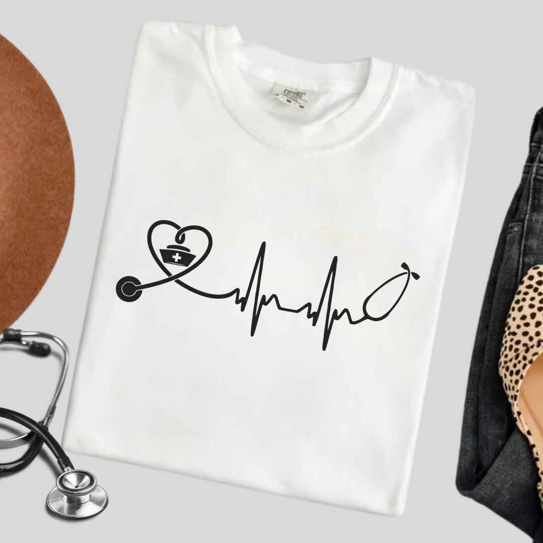 Heart, EKG Stethoscope Minimalist T-shirt