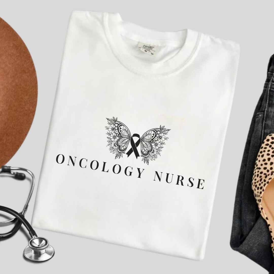 Oncology Nurse Cancer Butterfly Minimalist T-shirt