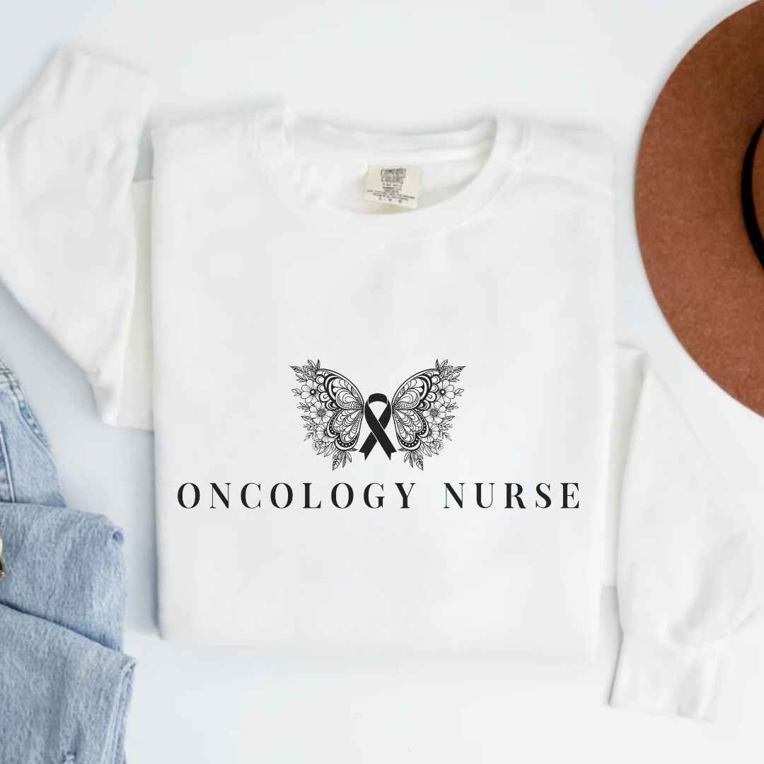 Oncology Nurse Cancer Butterfly Minimalist Sweatshirt