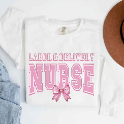 Labor And Delivery L&D College Coquette Nurse Sweatshirt