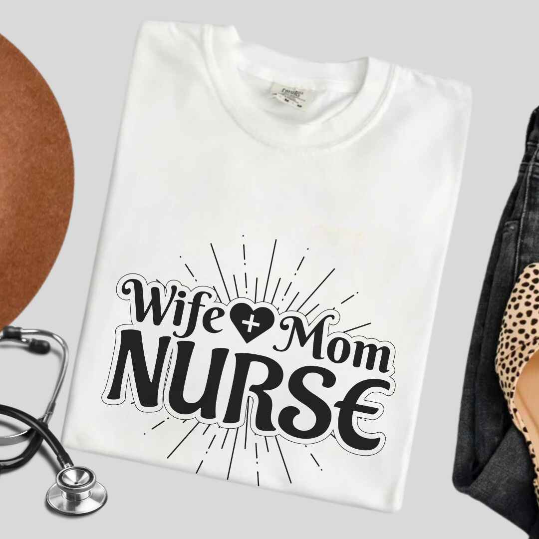 Wife, Mom, Nurse Sun Rays T-shirt