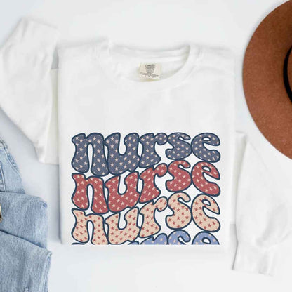 Retro Wavy USA Nurse Sweatshirt