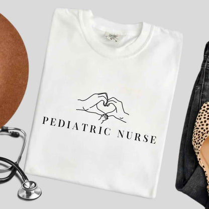 Pediatric Nurse 'Heart Hands' Minimalist T-shirt