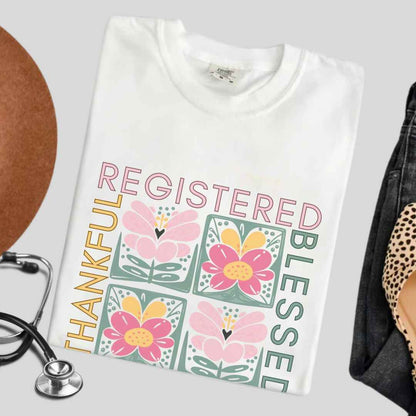 Thankful & Blessed Registered Nurse Fall T-shirt