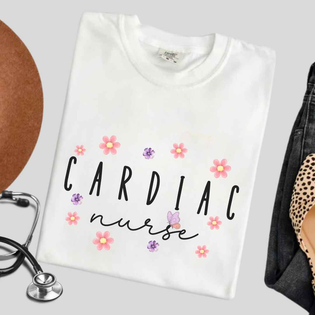 Cardiac Nurse Floral T-shirt