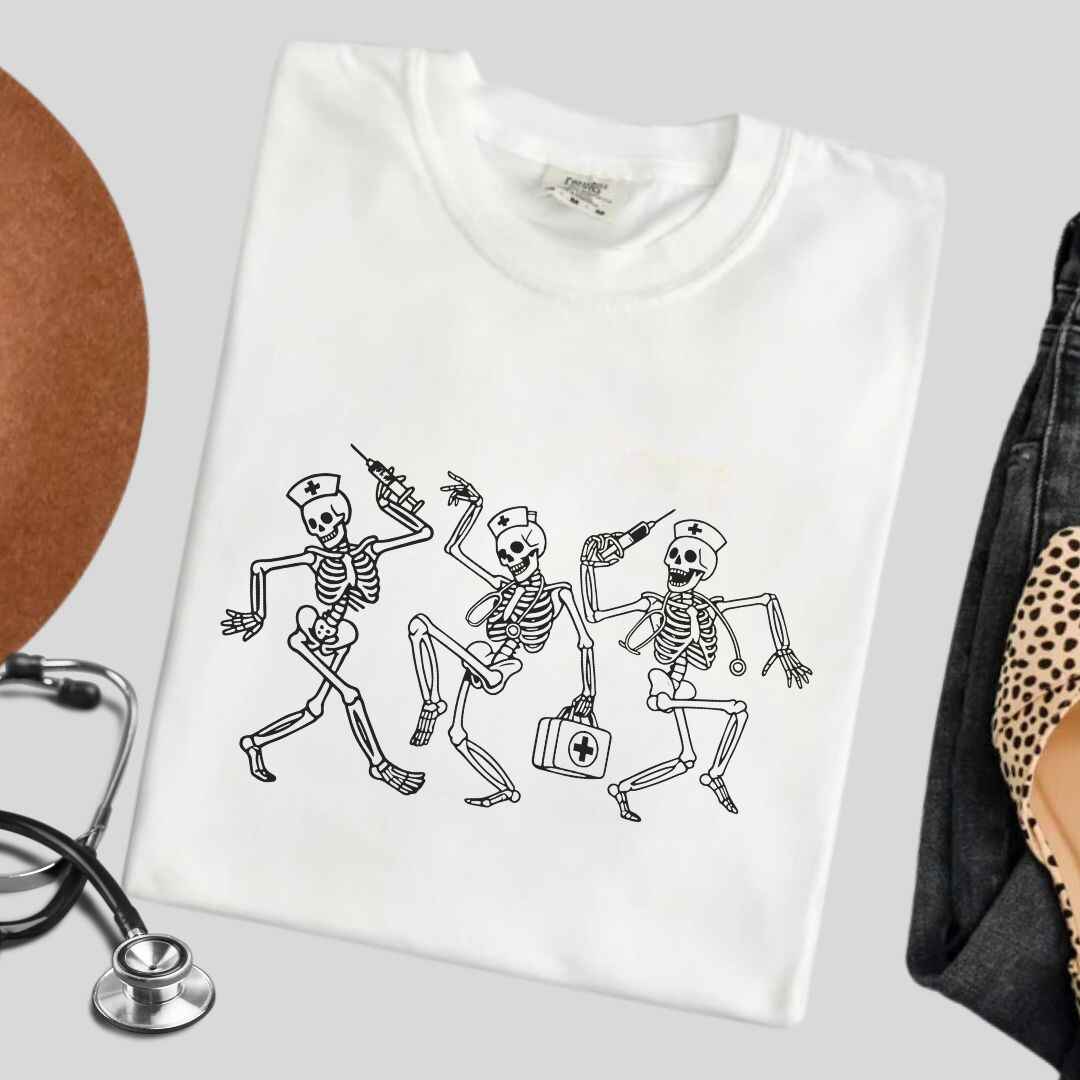 Dancing Skeletons Funny Nurse T-shirt