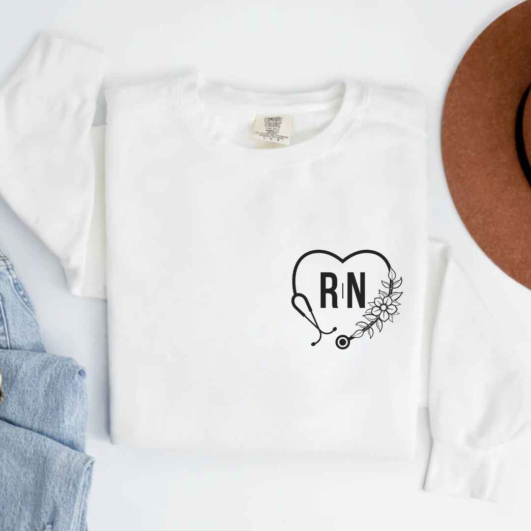 Registered Nurse Heart Stethoscope Pocket Design Sweatshirt
