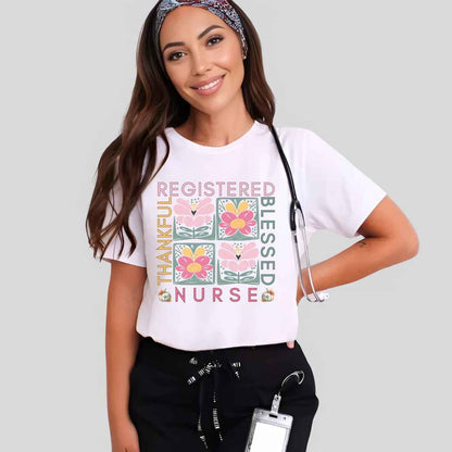 Thankful & Blessed Registered Nurse Fall T-shirt