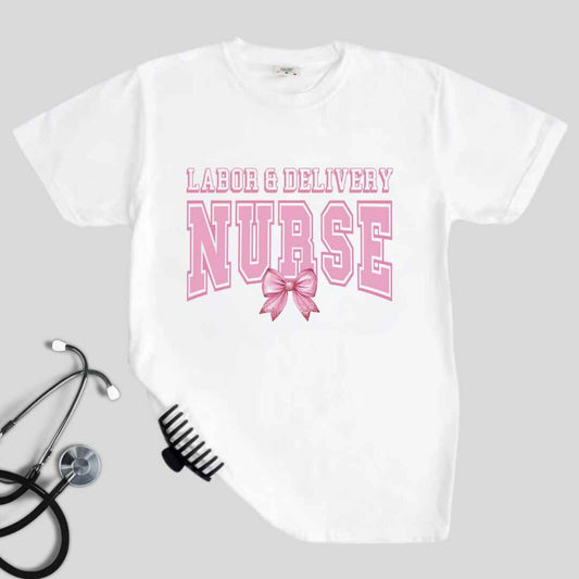 Labor And Delivery L&D College Coquette Nurse T-shirt