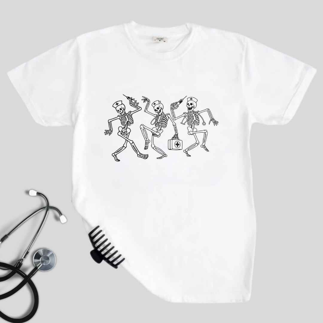 Dancing Skeletons Funny Nurse T-shirt