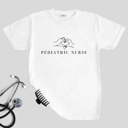 Pediatric Nurse 'Heart Hands' Minimalist T-shirt