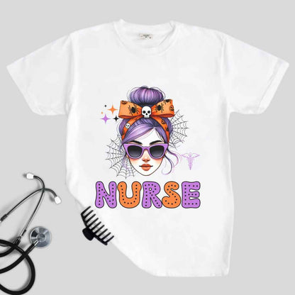 General Nurse Messy Hair Halloween T-shirt