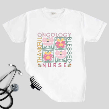 Thankful & Blessed Oncology Nurse Fall T-shirt