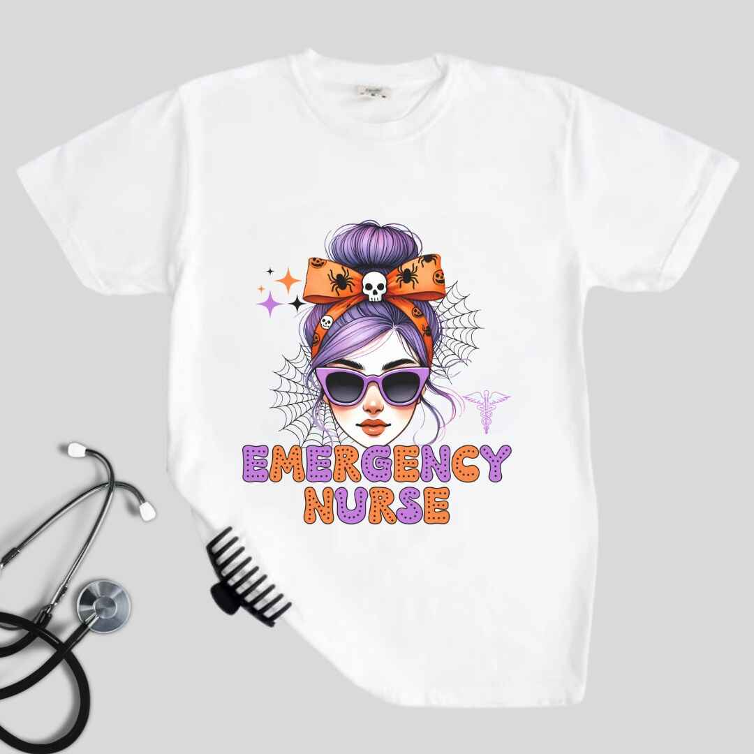 Emergency Nurse Messy Hair Halloween T-shirt