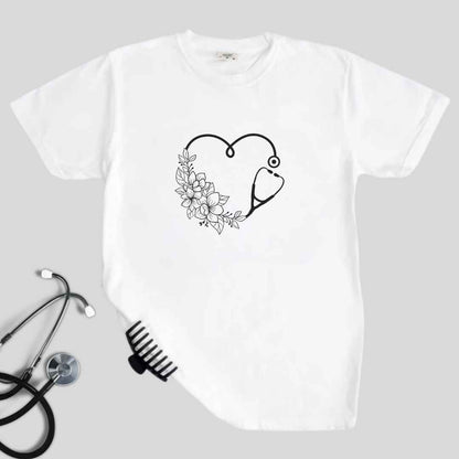 General Nurse Heart Stethoscope Minimal T-shirt