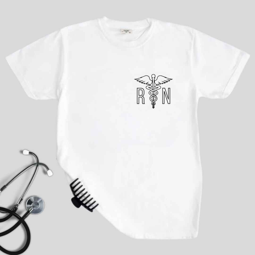 Registered Nurse Medical 'Caduceus' Symbol Pocket Design T-shirt