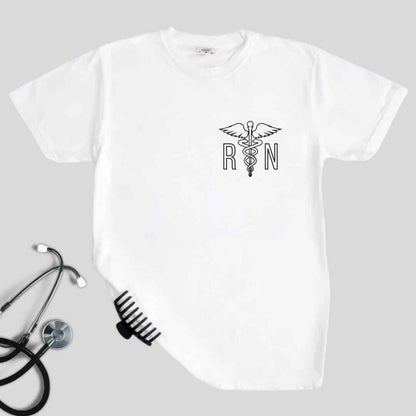 Registered Nurse Medical 'Caduceus' Symbol Pocket Design T-shirt