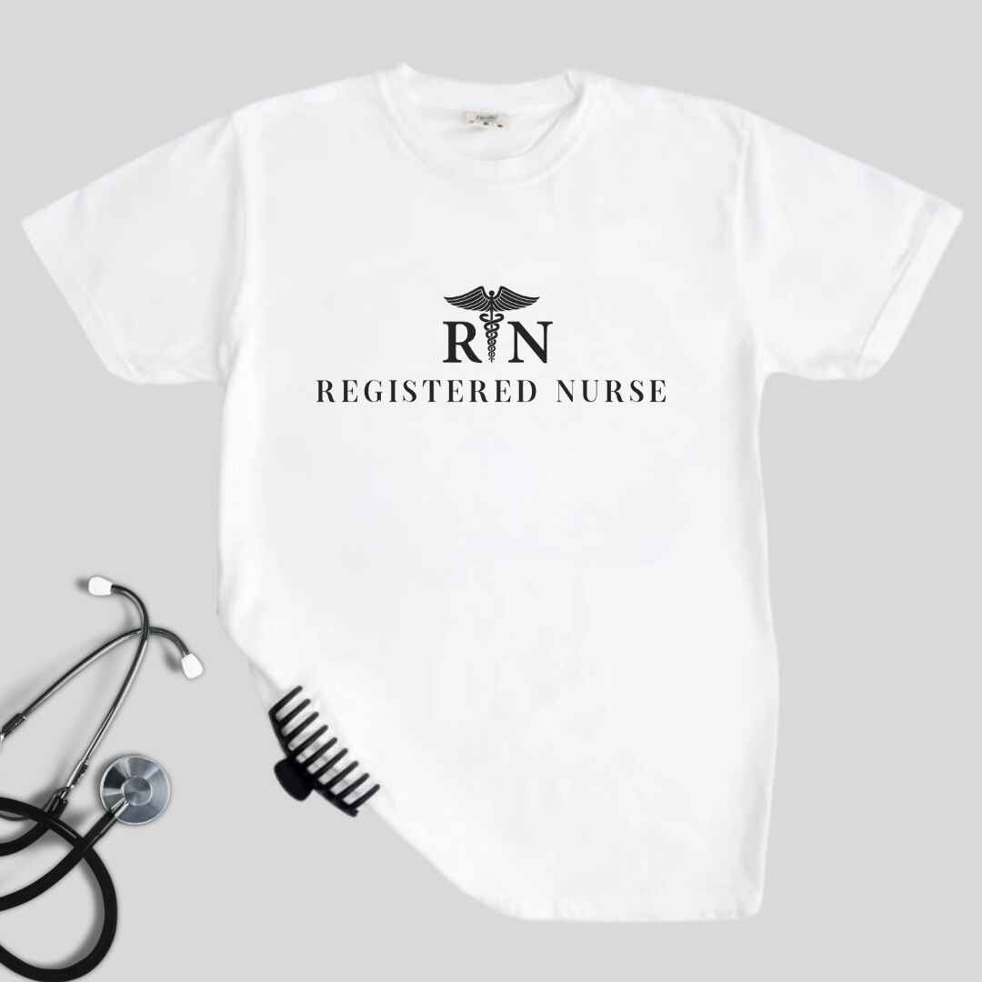 Registered Nurse Medical 'Caduceus' Symbol Minimalist T-shirt