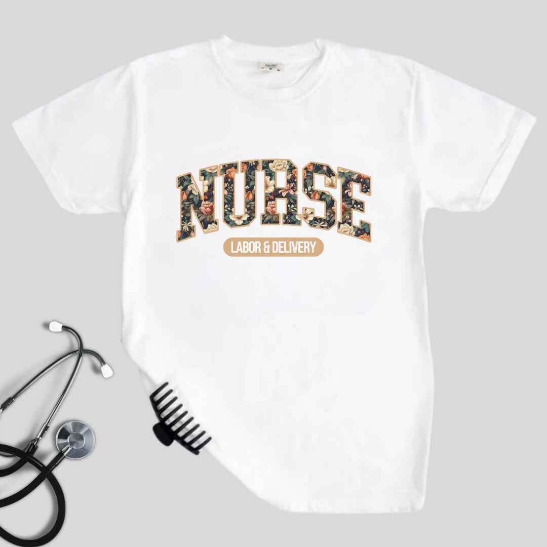 Labor And Delivery L&D Nurse Fall Floral College T-shirt