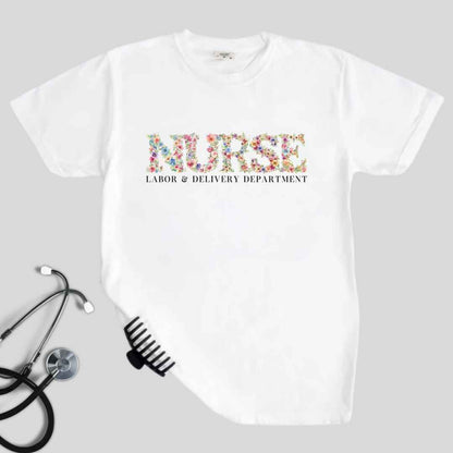 Labor And Delivery L&D Nurse Labor And Delivery Department Floral T-shirt