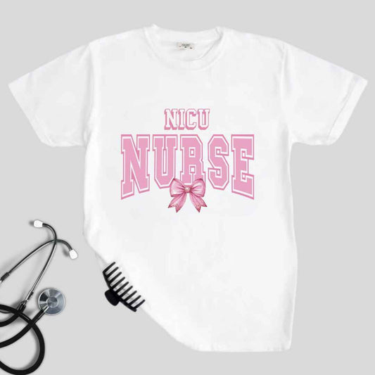 Nicu Neonatal College Coquette Nurse T-shirt