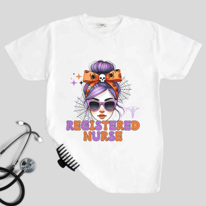 Registered Nurse Messy Hair Halloween T-shirt