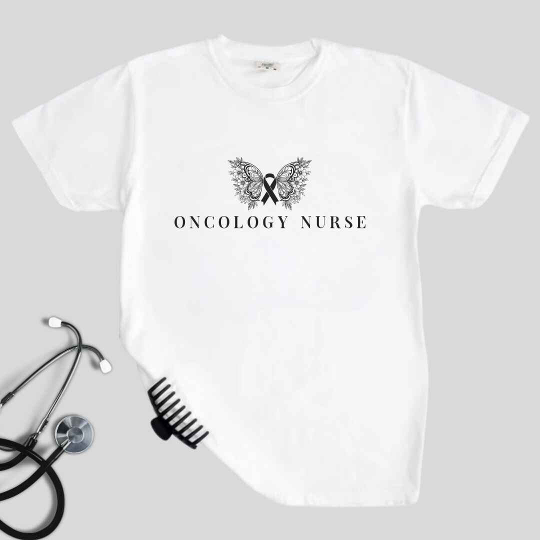 Oncology Nurse Cancer Butterfly Minimalist T-shirt