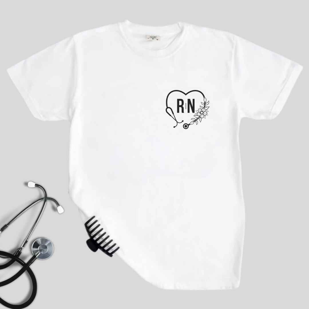 Registered Nurse Heart Stethoscope Pocket Design T-shirt