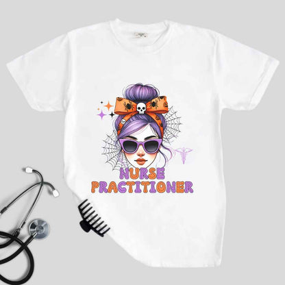 Nurse Practitioner Messy Hair Halloween T-shirt