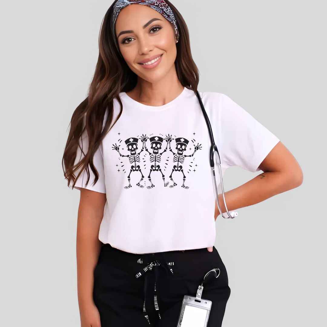 Spooky Dancing Skeletons Funny Nurse T-shirt