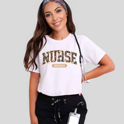 Emergency Nurse Fall Floral College T-shirt