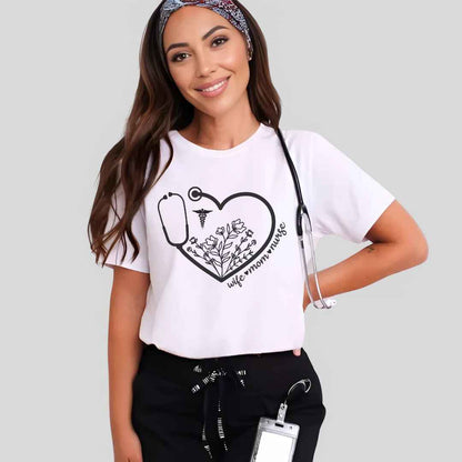 Wife, Mom, Nurse Heart Stethoscope T-shirt