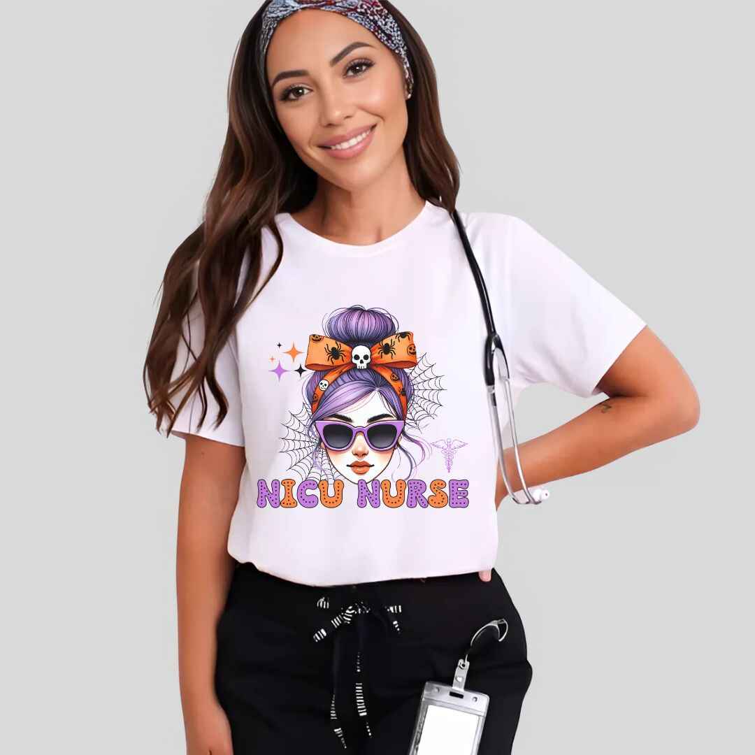 Nicu Neonatal Nurse Messy Hair Halloween T-shirt