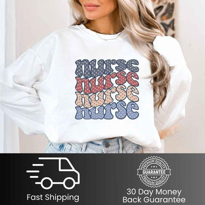 Retro Wavy USA Nurse Sweatshirt