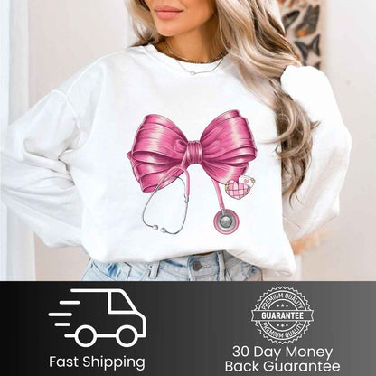 Ribbon Stethoscope Coquette Nurse Sweatshirt