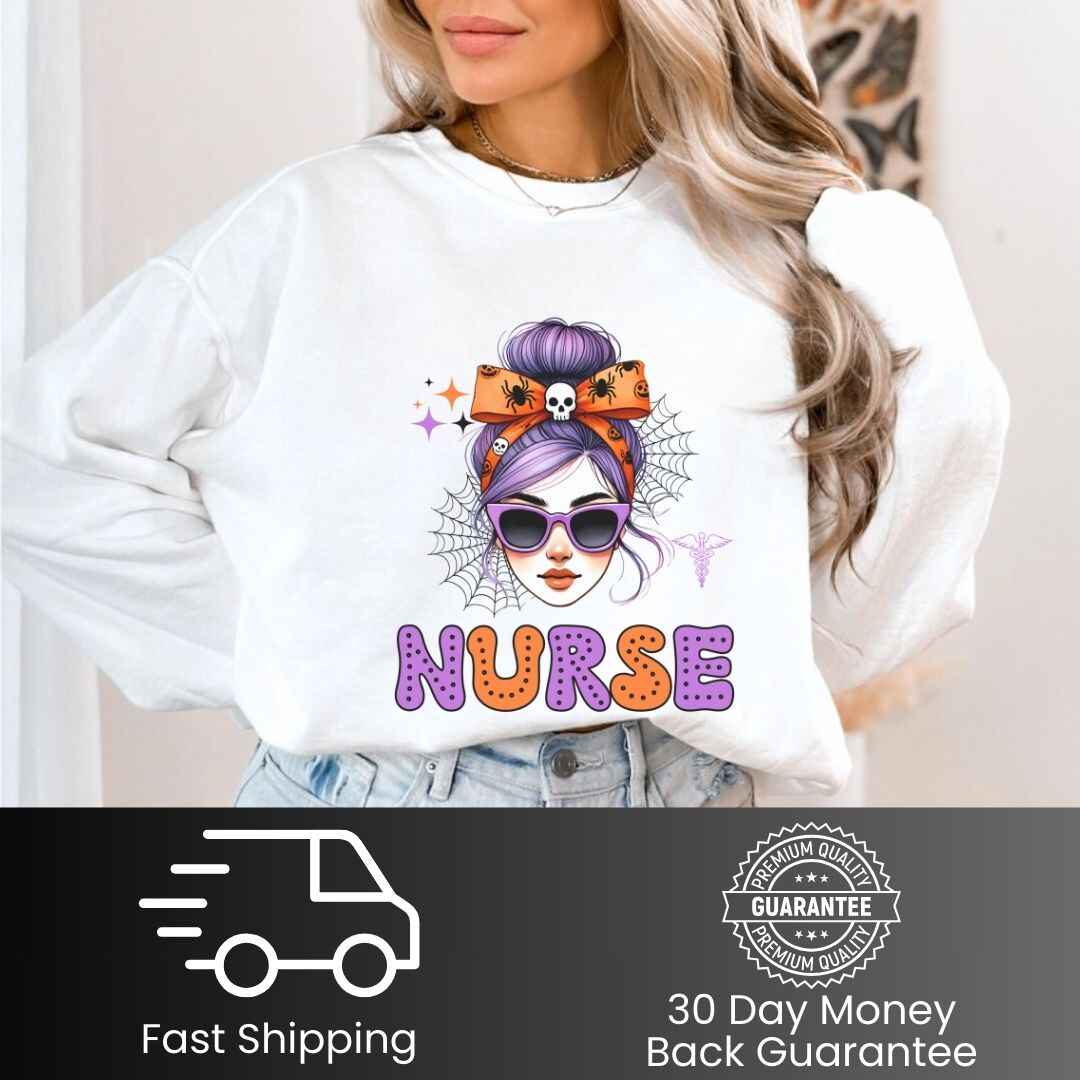 General Nurse Messy Hair Halloween Sweatshirt