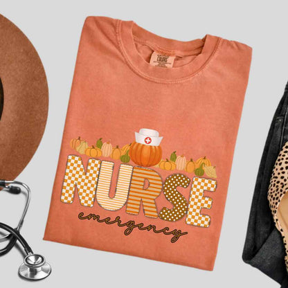 Emergency Nurse Pumpkin Fall T-shirt